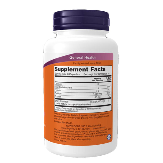 NOW Shark Cartilage 750mg Supplement Facts