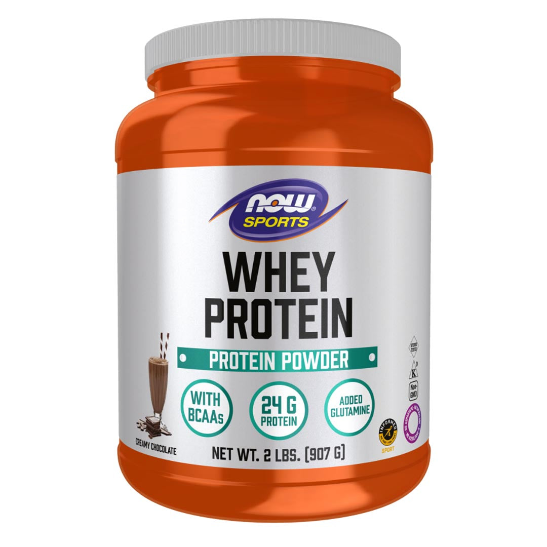 NOW Sports Whey Protein Creamy Chocolate Powder, 907g