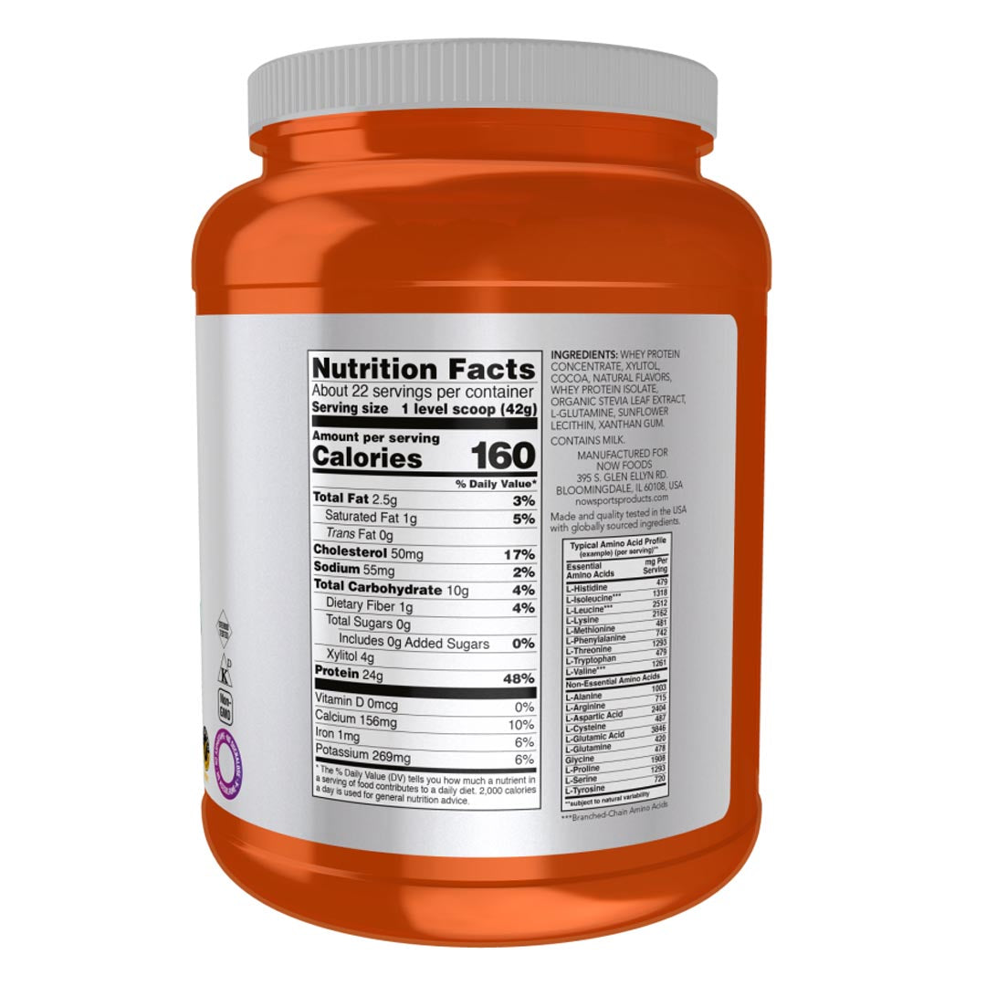 NOW Sports Whey Protein Creamy Chocolate Powder, 907g Supplement Facts