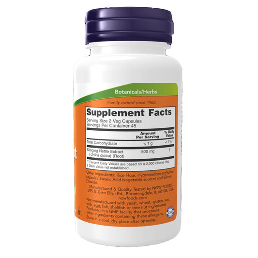 NOW Stinging Nettle Root Extract 250mg Supplement Facts