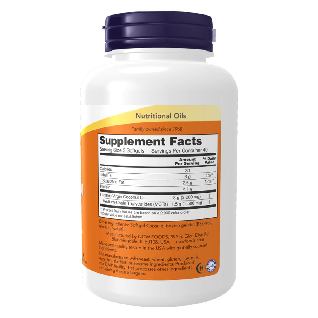 NOW Virgin Coconut Oil 1000mg Supplement Facts