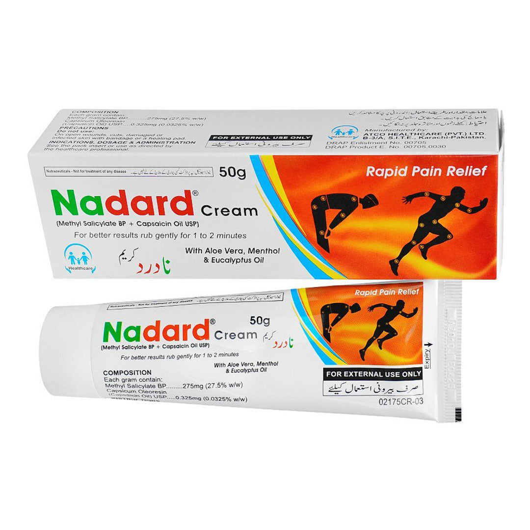 Nadard (Methyl Salicylate+Capsaicin) Rapid Pain Relief Cream, 50g - ATCO