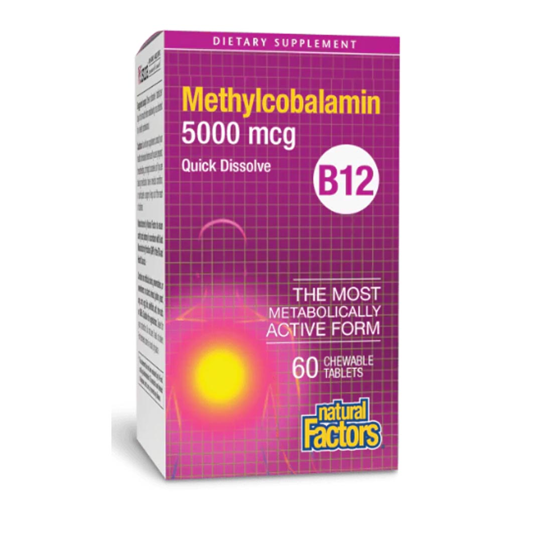 Natural Factors Sublingual Vitamin B12 5000 mcg (Methylcobalamin), 60 Ct