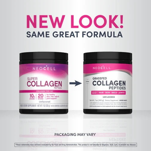 NeoCell Grassfed Collagen Peptides Powder Type 1 & 3, 7 Oz New Look