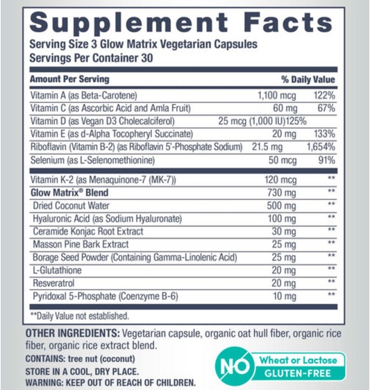 NeoCell Glow Matrix Advanced Skin Hydrator Supplement Facts