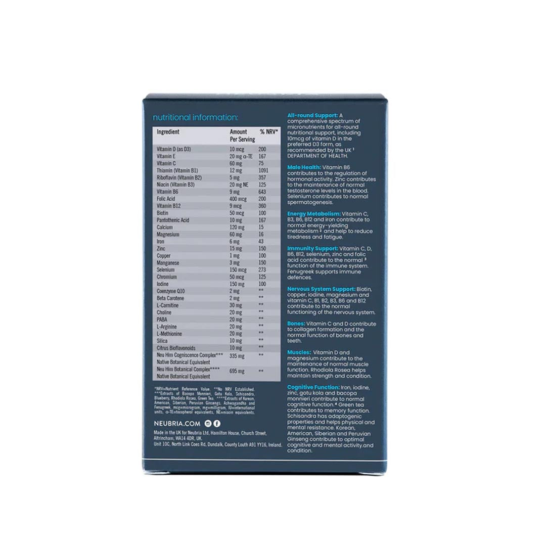 Neubria Neu Him Multivitamin For Men Supplement Facts