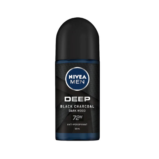 Nivea Men Deep Black Charcoal Dark Wood Anti-Perspirant Roll on, 50ml