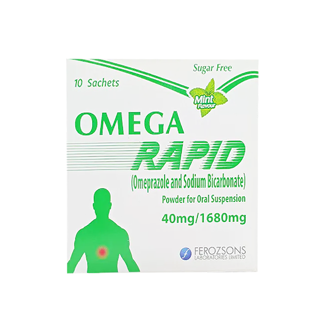 Omega Rapid 40mg/1680mg Sachet, 10 Ct - Ferozsons