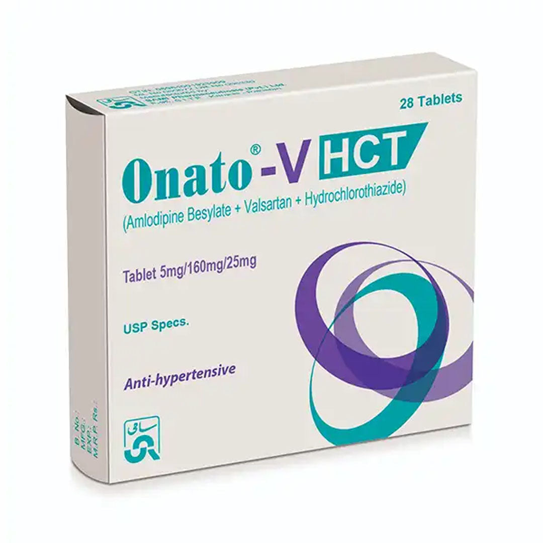 Onato-V HCT (Amlodipine+Valsartan+Hydrochlorothiazide) 5mg+160mg+25mg, 28 Ct - Sami Pharma