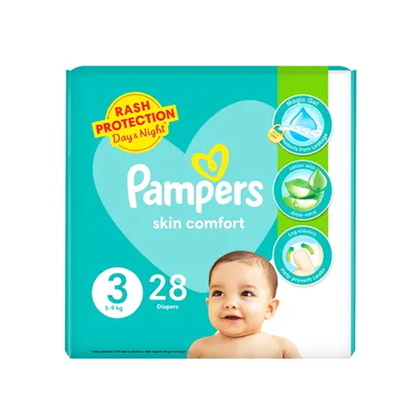 Pampers Skin Comfort Diapers Size 3 (Midi), 28 Ct