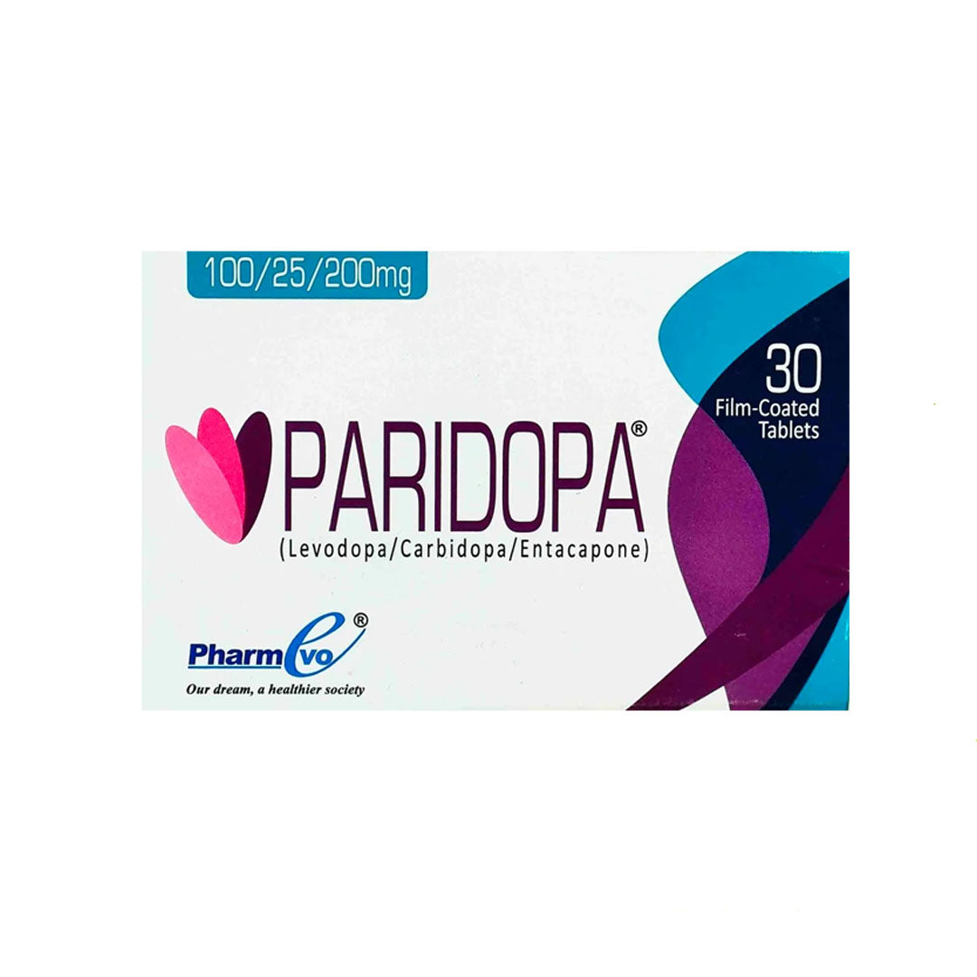 Paridopa (Levodopa/Carbidopa/Entacapone) 100/25/200 mg, 30 Ct - PharmEvo
