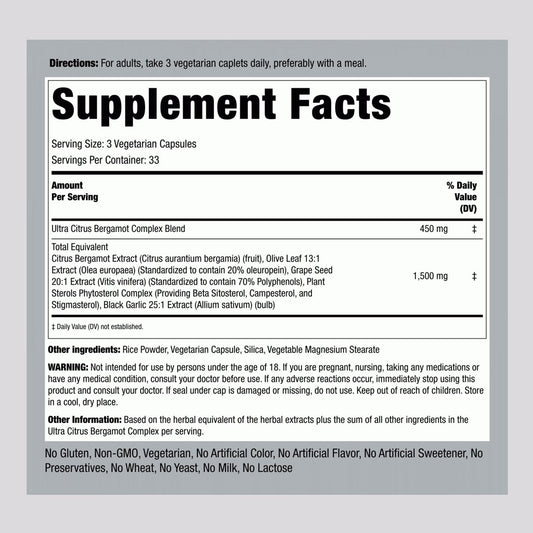 Piping Rock Citrus Bergamot Complex 1500 mg, 100 Ct