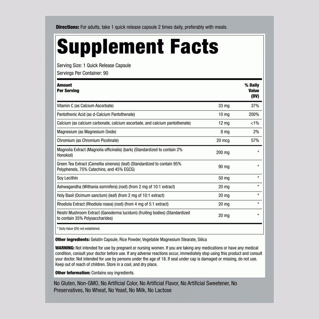 Piping Rock Super Cortisol Support Supplement Facts