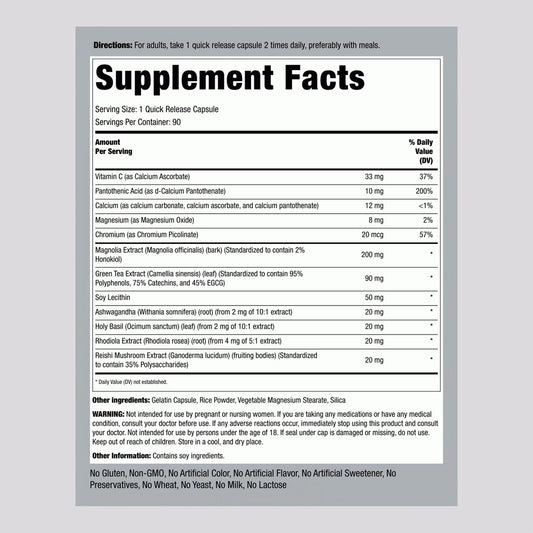 Piping Rock Super Cortisol Support Supplement Facts