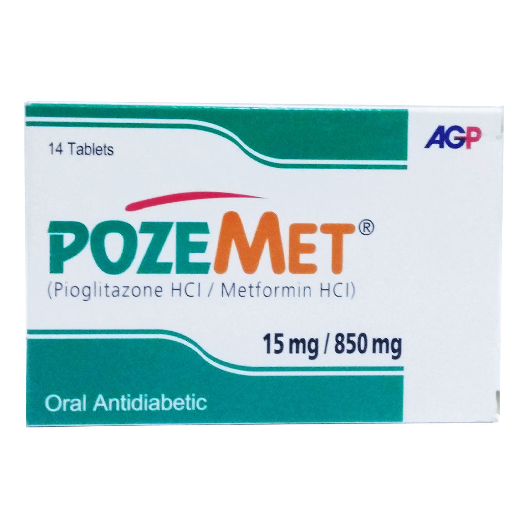 PozeMet (Pioglitazone/Metformin HCI) 15/850 mg, 14 Ct - AGP