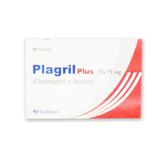 Saffron Plagril Plus Tablets 75 + 75 mg, 10Ct