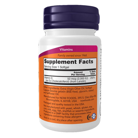 NOW Vitamin D-3 2000 IU, 30 Ct