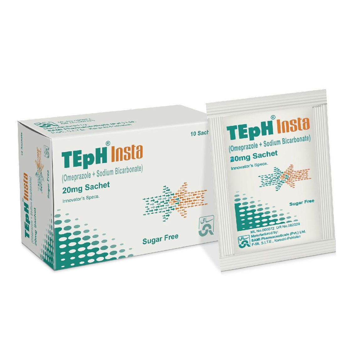 TEpH Insta (Omeprazole+Sodium Bicarbonate) 20 mg Sachet, 10 Ct - Sami Pharma