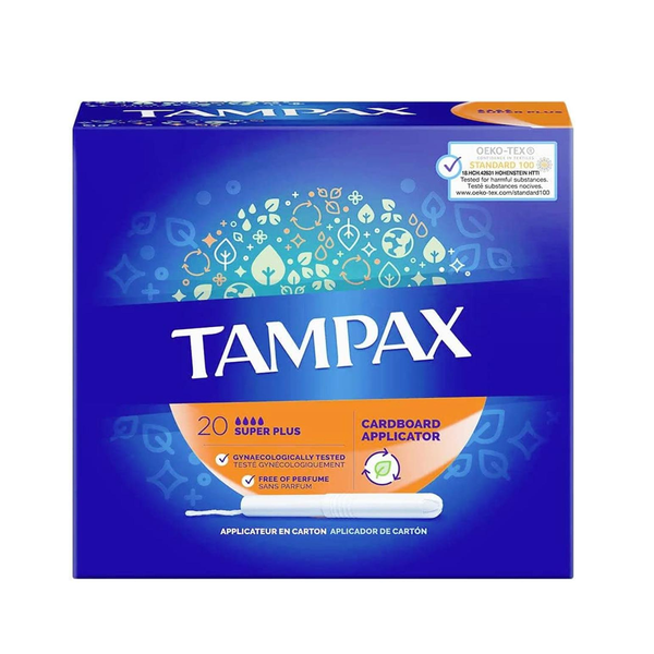 Tampax Cardboard Super Plus Tampons, 20 Ct
