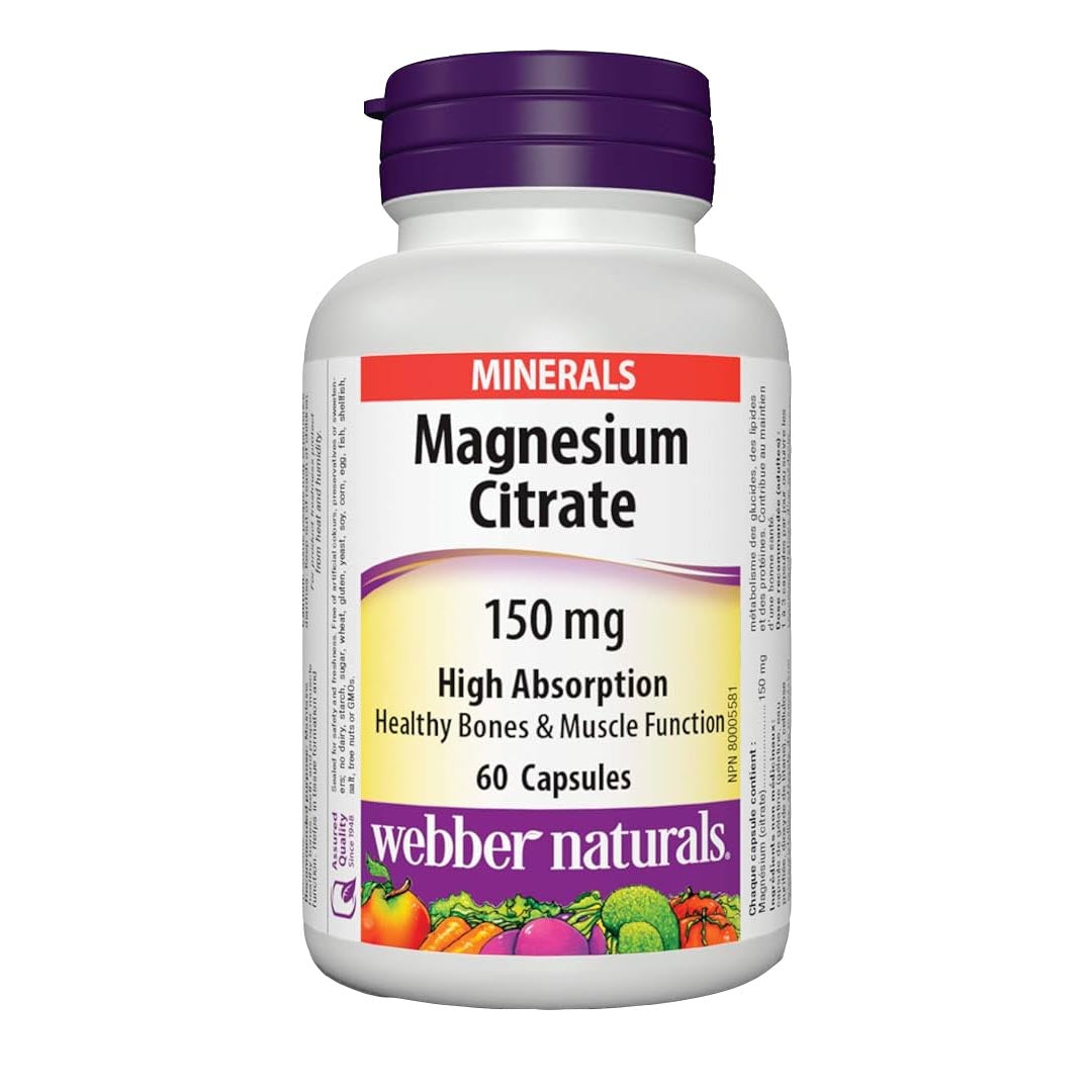 Webber Naturals Magnesium Citrate High Absorption 150mg, 60 Ct