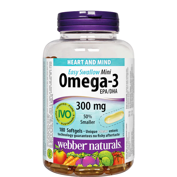 Webber Naturals Omega-3 Mini Easy Swallow 300mg EPA/DHA, 180 Ct