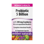 Webber Naturals Women's Probiotic 5 Billion with 200 mg Cranberry, 45 Ct