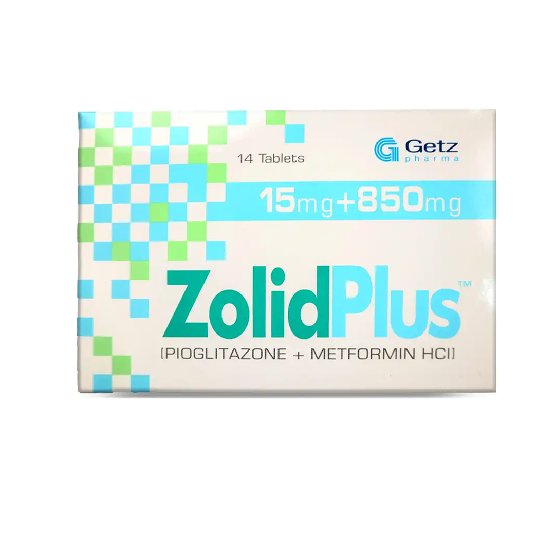 Zolid Plus Tablet (Pioglitazone/Metformin) 15/850mg, 14 Ct - Getz Pharma