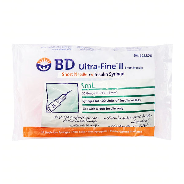 BD Ultra-Fine II Short Needle 30 G 5/16″ (8mm) Insulin Syringe 1ml, 10 Ct - My Vitamin Store