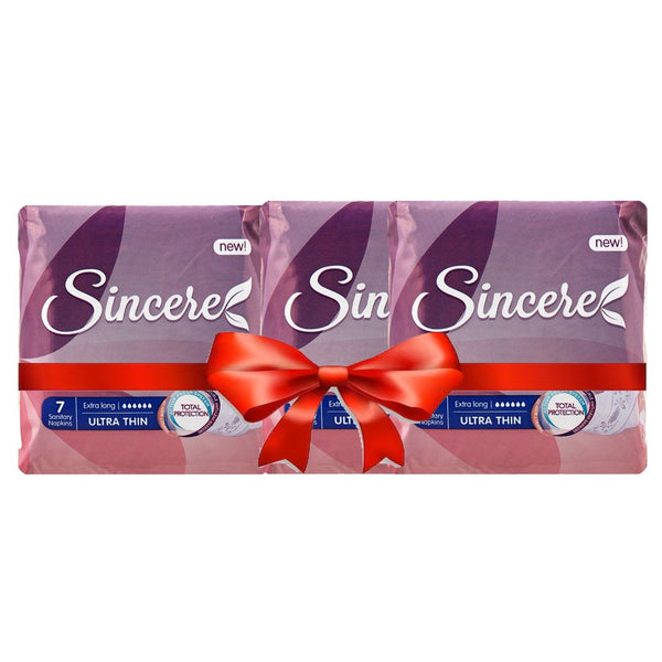 Bundle Offer - Buy 2 Sincere Ultra Thin (Extra Long) Sanitary Pads, 7 Ct and Get 1 Pack Free - My Vitamin Store