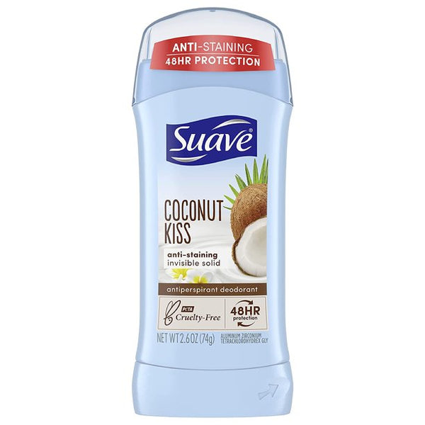 Suave Coconut Kiss Anti-Staining Invisible Solid Deodorant Stick, 74g