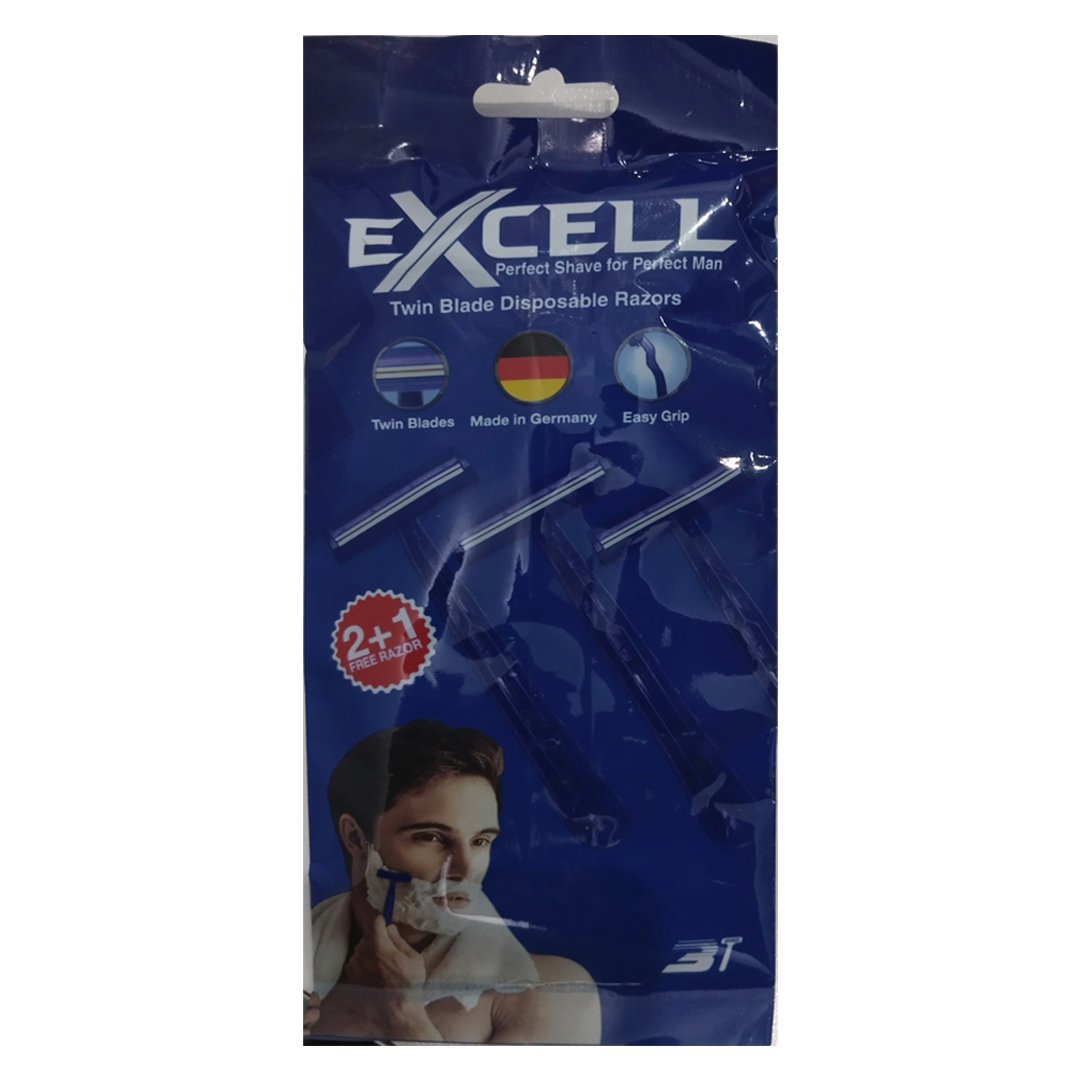 Excell Twin Blade Disposable Razor for Men, 3 Ct - My Vitamin Store