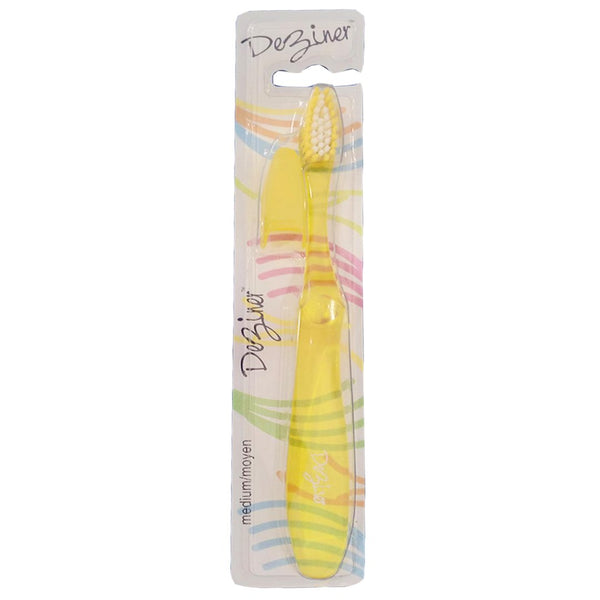 Ezigrip Deziner Medium Toothbrush (Yellow), 1 Ct - My Vitamin Store