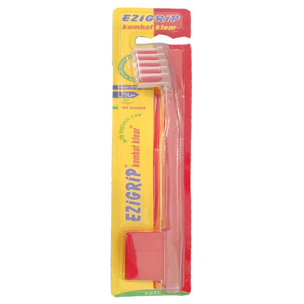 Ezigrip Kombat Klear Soft Toothbrush (Red), 1 Ct - My Vitamin Store