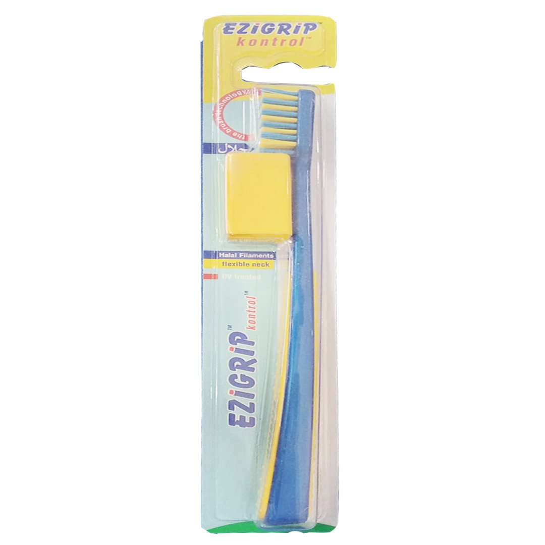 Ezigrip Kontrol Hard Toothbrush (Blue), 1 Ct - My Vitamin Store