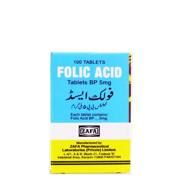 Folic Acid 5mg, 100 Ct - Zafa - My Vitamin Store