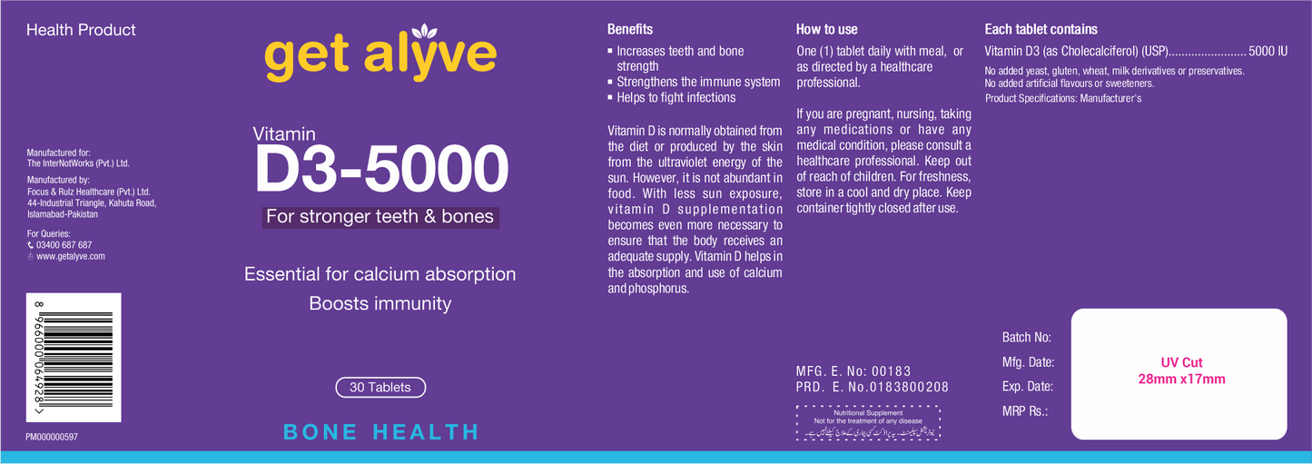 Get Alyve Vitamin D3 5000, 30 Ct - My Vitamin Store