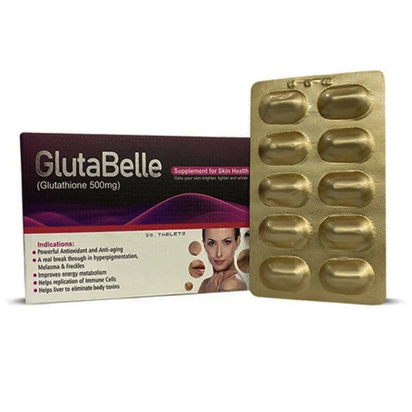 GlutaBelle (Glutathione) 500mg, 30 Ct - Asra Derm - My Vitamin Store