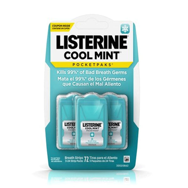 Listerine Cool Mint Pocket Paks - Pack of 24 Strips, 3 Ct - My Vitamin Store