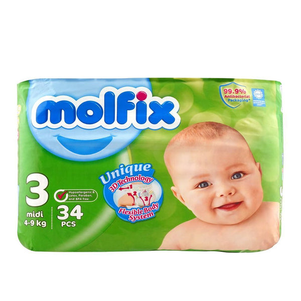 Molfix Diapers Size 3 (Midi), 34 Ct - My Vitamin Store