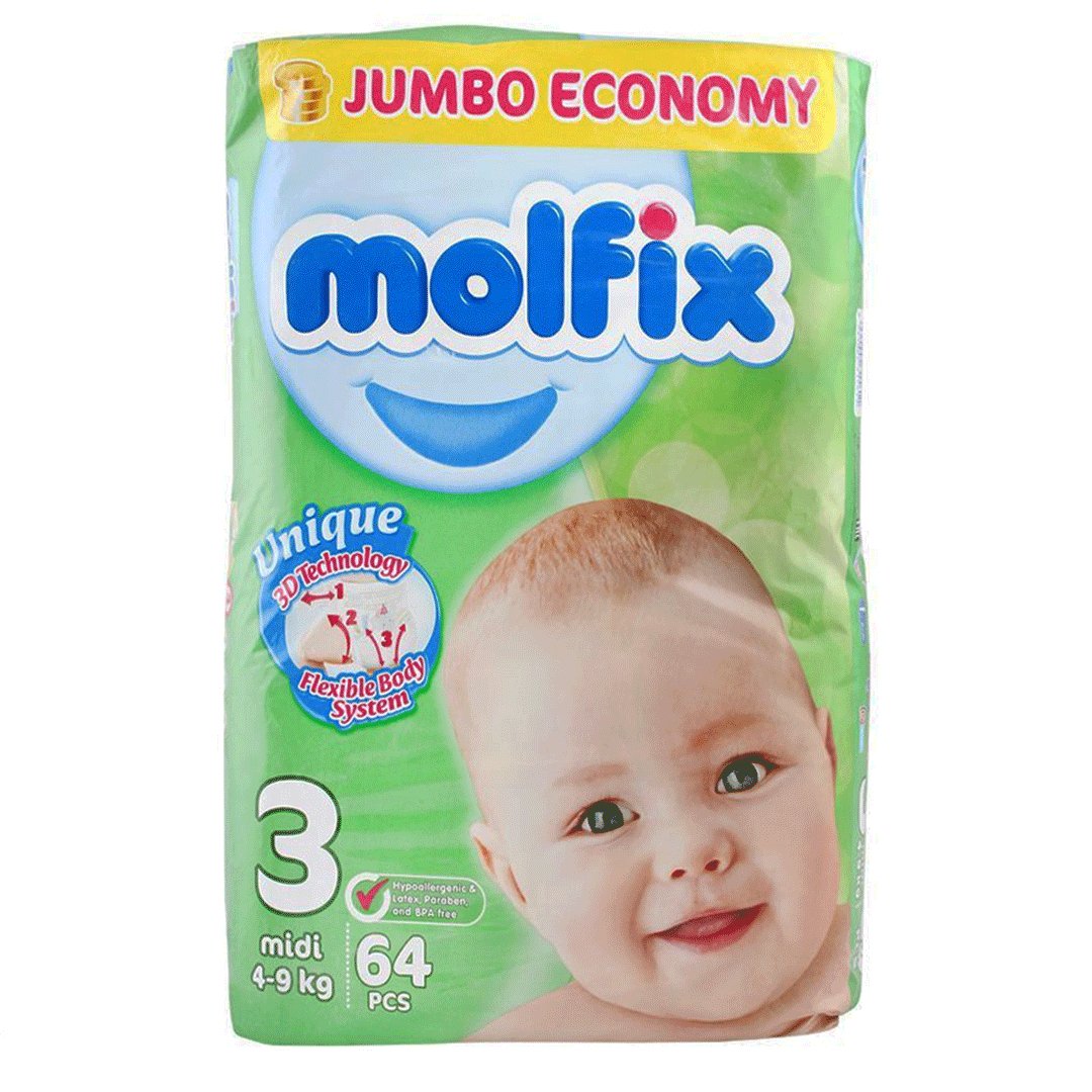 Buy Molfix Diapers Size 3 (Midi), 64 Ct Online in Pakistan My Vitamin