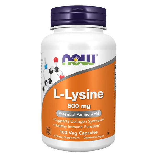 NOW L-Lysine 500mg Veg Capsules, 100 Ct - My Vitamin Store