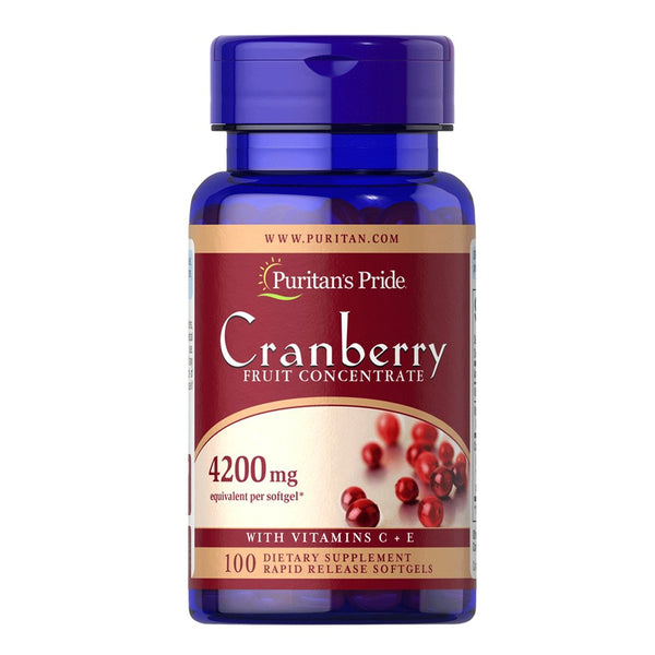 Puritan's Pride Cranberry Fruit Concentrate With Vitamin C & E 4200mg, 100 Ct - My Vitamin Store