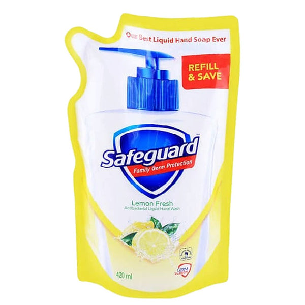 Safeguard Lemon Fresh Antibacterial Liquid Hand Wash Refill Pouch, 375 ml - My Vitamin Store