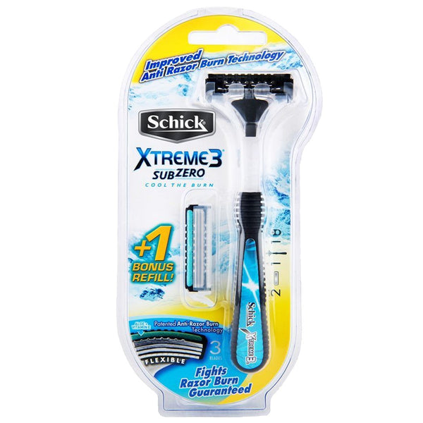 Schick Xtreme 3 Sub Zero Cool The Burn Razor with 1 Extra Blade Refill - My Vitamin Store