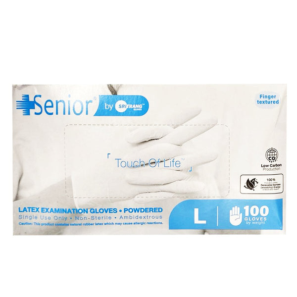 Senior Latex Powdered Disposable Examination Gloves (Large), 100 Ct - My Vitamin Store