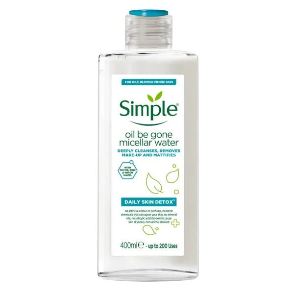 Simple Daily Skin Detox Oil Be Gone Micellar Water, 400ml - My Vitamin Store