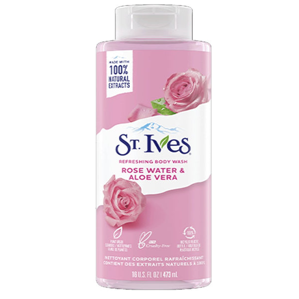 St. Ives Rose Water & Aloe Vera Refreshing Body Wash, 473ml - My Vitamin Store
