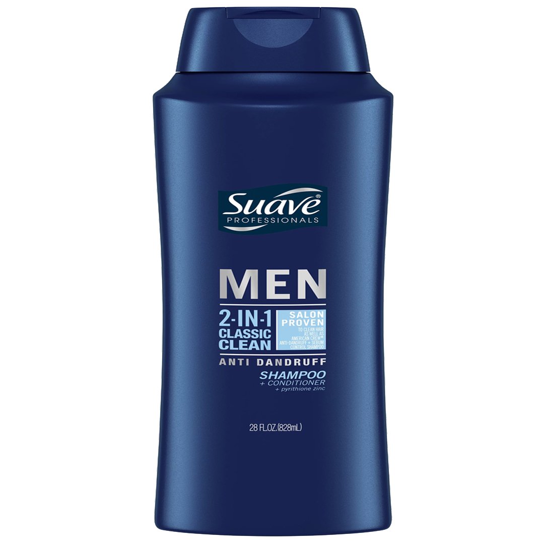Suave Men 2 in 1 Classic Clean Anti Dandruff Shampoo + Conditioner with Pyrithione Zinc, 828ml - My Vitamin Store