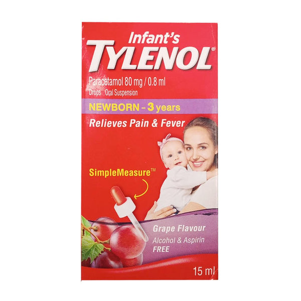 Tylenol Infants' for Pain + Fever Grape Flavor, 15ml - My Vitamin Store