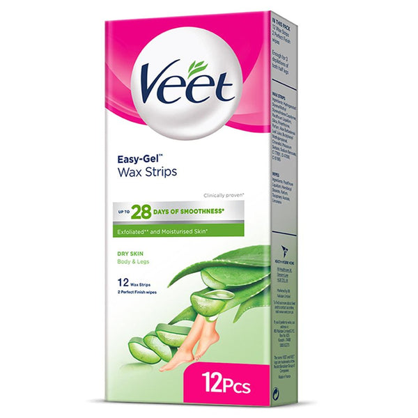 Veet Easy Gel Wax Strips for Dry Skin, 12 Ct - My Vitamin Store